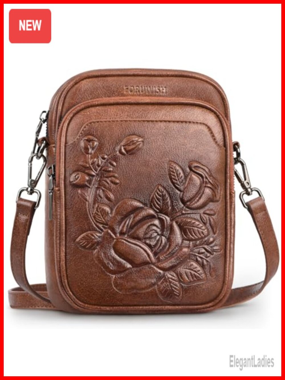 RFID Crossbody Bag Vegan Leather Phone Purse 8-Pocket Adjustable Strap